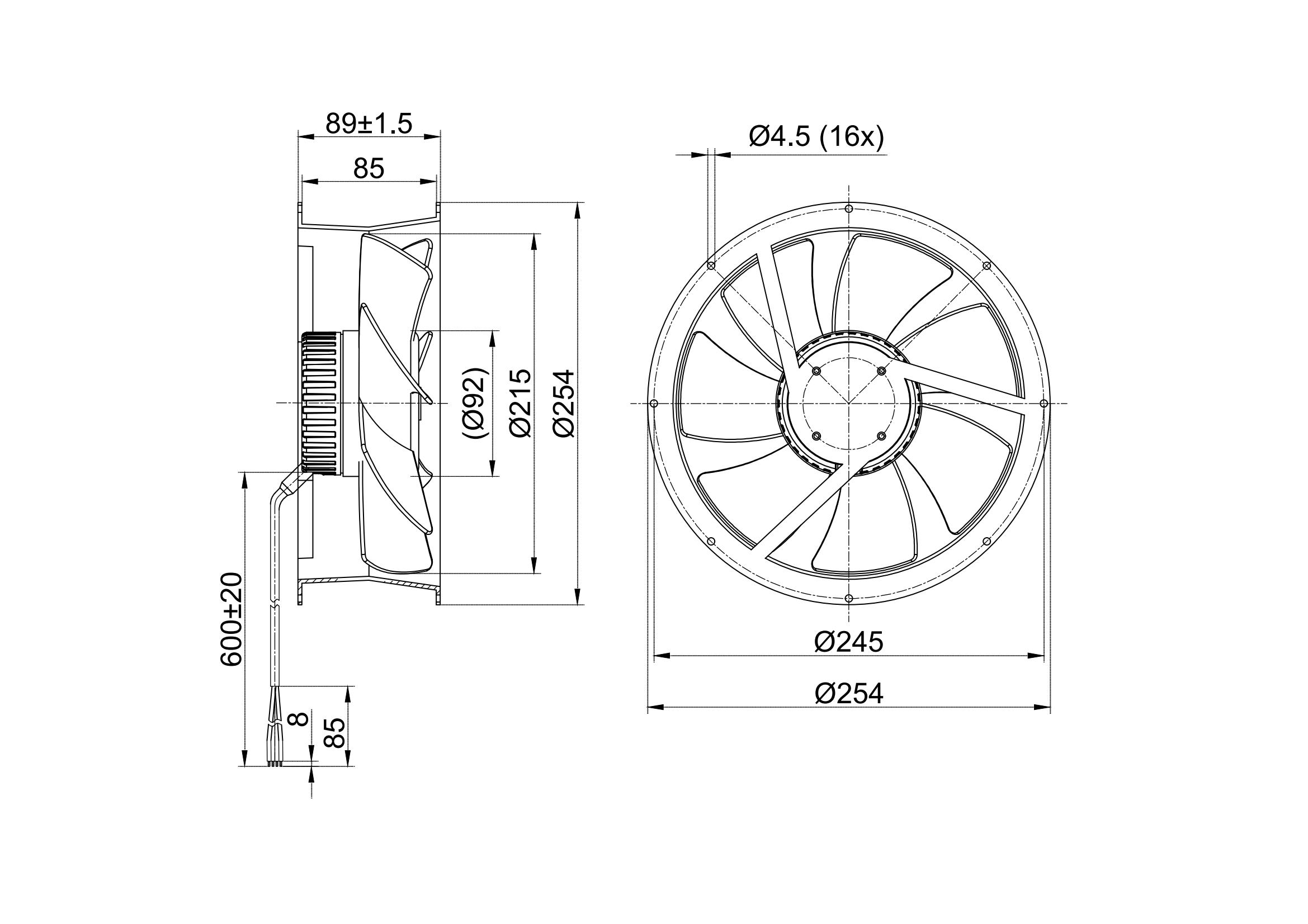 215 mm DC-Industrie-Axiallüfter
